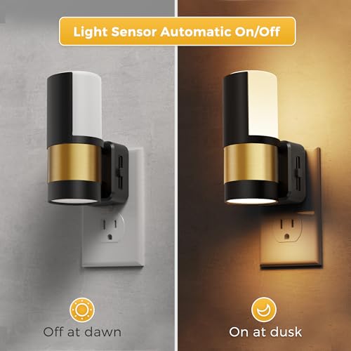 Image of L LOHAS LED Night Lights Plug into Wall with Dusk to Dawn Sensor, Dimmable Night Light with 0-100lm Stepless Dimming, Rotating Plug in Night Light, 3000K Soft White, 2 Pack
