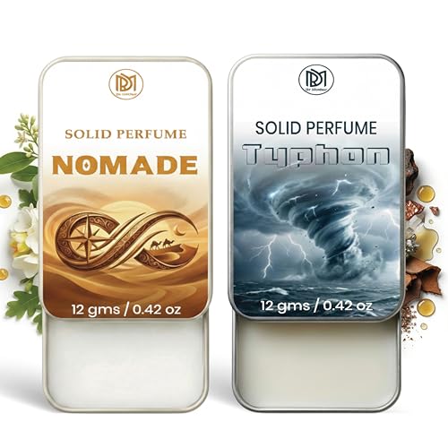 Image of Dr.Mashur Solid Perfume |Nomade&Typhon Alcohol Free Wax Perfume Balm, Long Lasting | Pocket Tin 12g, Pack Of 2| Non Greasy Smooth Glide, Travel Friendly Men And Women