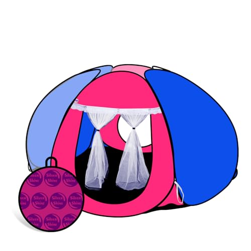 Image of SILVER SHINE Foldable Delightful Patterns Popup Kids Play Tent House For Multi Purpose|PlayTent House for up to 10 YearOld Kids Girls&Boys|Mosquito Net Design Tent for Kids|Multicolor,Tent House Theme