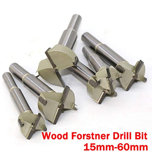 Drill Bit Set 15-60mm 18 Choice, 2 Flutes Designed Woodworking Hole Saw Wood Drill Bits Alloy Wood Cutter Drilling Cutting Tool Silver (1Pcs 60mm)