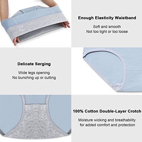 Women's Underwear High Waisted Cotton Briefs Stretch Panties Soft Full Coverage Underpants 5 Pack4
