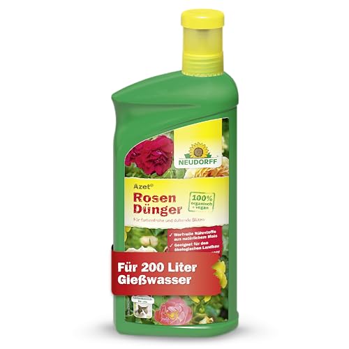 Neudorff Azet RosenDünger - 100% natürlicher Bio Dünger mit Extra Kalium für blütenreiche und intensiv duftende Rosen auf dem Balkon oder im Garten, 1 Liter