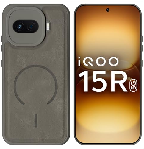 SBMS Back Cover for iQOO 15R 5G | Ultra Slim Soft Rubberised Hard Case | Oil Feel Soft Leather Back | Mag-Safe Design (Mag-Safe Not Support) | Camera Protection Case for iQOO 15R 5G (Gray)