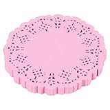 DECORA 3.5inch Round Pink Paper Lace Doilies for Wedding Tableware Decoration,100-Pack