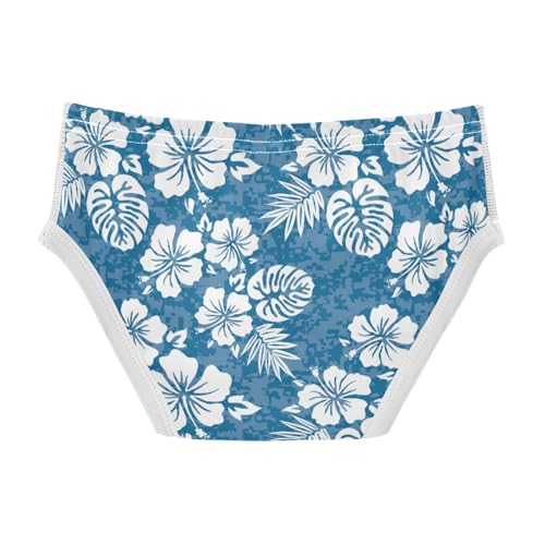 Boys' Exclusive Briefs Toddler Underwear 95% Combed Cotton Boxerbriefs 2T Blue Hibiscus Flower Leaf Pattern 282