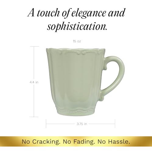 Image of SANGO Bethany Sage Mugs Set of 4, 15 oz Stoneware Green Coffee Mugs, Vibrant Ceramic Drinkware for Coffee, Tea or Cocoa, Durable Everyday Cups, Dishwasher & Microwave Safe, Kitchen Mug Set