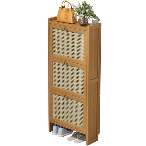 Generico Mobiletto Porta Scarpe, armadietto per corridoio, scarpiera, Copri Scarpe, cassetto, Panca Pieghevole per Ingresso, scarpiera in bambù a 2/3 Ante, scarpiera autoportante nizer Slim da 17 cm