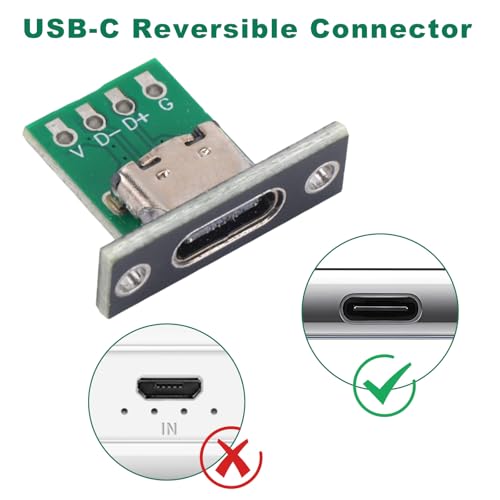 10 piezas conector USB C para montaje en panel miniatura 5