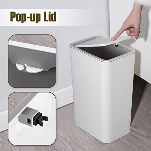 Trashaid AMZUSIJS01GRY040012 Bathroom Trash Can With Lid, 2.6 Gallon / 10 Liter Small Garbage Can thumb #2