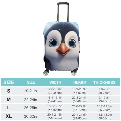Cartoon Cute Penguin Elastic Luggage Cover Suitcase Protector for 19-32 Inch Suitcases | Universal Stretchable Travel Bag Cover | Anti-Scratch, Washable with Zipper Closure S2
