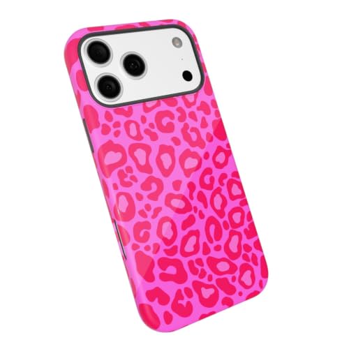 LoeoeL for iPhone 17 Pro/ 18 Pro Case Cheetah Print, Leopard Pattern Phone Case for Women Girls, Girly Cute Thin Slim Hard Shell Plastic Phone Cover, Luxury Trendy Retro Animal Design, Neon Hot Pink