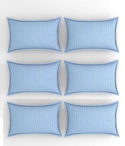 Image of King Size Microfibre Decorative Pillow Covers, Navy Blue Multicolour Heart Print-50 cm x 75 cm (6, Light Blue)