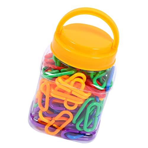 Gadpiparty Puzzle Toy 150 Pcs Rainbow Link C-Clips Hooks Chain Links Plastic C-Clips Hooks Chain Links Childrens Learning Toys Bird Swing & Climbing Chain Cage Toy Clips & Hooks Parrot Toys