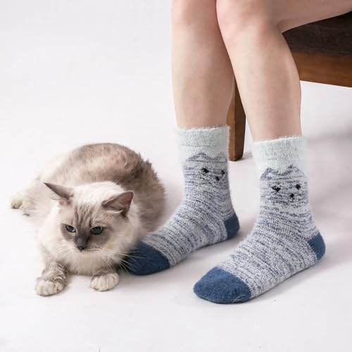 Image of SISOSOCK 5 Pairs Fuzzy Soft Cozy Comfortable Socks for Women, Casual Sleep Comfy Socks, Perfect Warm Winter Gifts for Women