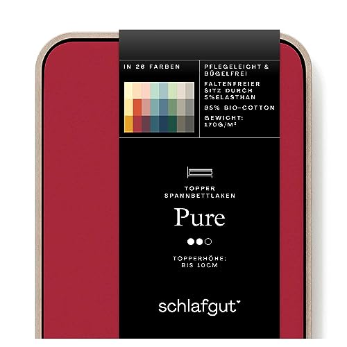 schlafgut Pure Topper Spannbettlaken 140x200 cm Bio-Baumwolle, Red Deep – Ansicht 1