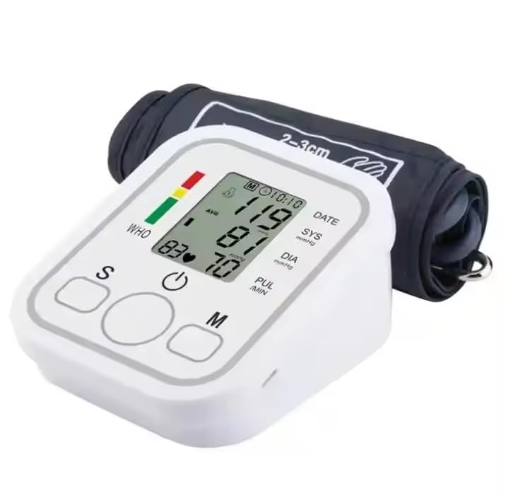 Tensiómetro de brazo con precisión probada, tentiómetro inteligente con detección electrónica fuera de estándar, un oxímetro ofrecido para mediciones adicionales, pantalla LCD grande y 240 memorias