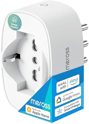 Meross Presa Italiana WiFi Smart Power con Monitor di Energia, Presa Intelligente Compatibile con Apple HomeKit, Alexa e Google Home, Funzione Timer, Telecomando 3840 W 16