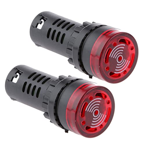 DBEIXIWEI 2Pcs Red LED Signal Light Buzzer Alarm AC DC 12V 22mm Panel Mount Flashing Alarm for Electrical Control Panel