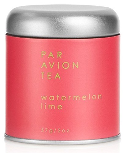 Par Avion Tea Watermelon Lime - Organic Green Tea Blended With Sweet Watermelon and Peppery Basil - Small Batch Loose Leaf Tea in Artisan Tin - 2 oz