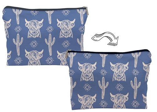 Image of Western Cow Makeup Bag,Western Cow Gifts For Women,Cowgirl Stuff For Women,Cowgirl Gifts(COW F)