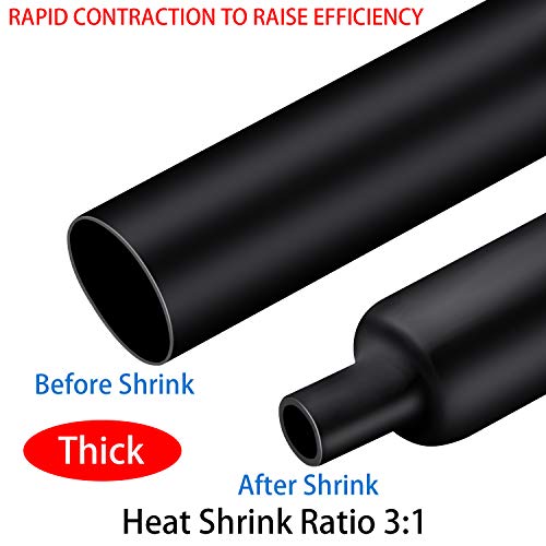 Thanksky 3/8 inch Large Heat Shrink Tubing Roll,4FT 3:1 Adhesive Glue Lined Dual Wall Tube, Black Electrical Shrink Wrap Tubing (4Ft, 3/8\" Diameter) - Thumbnail 5