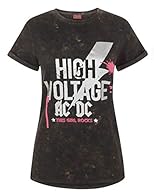 Officially licensed AC/DC merchandise Awesome AC/DC High Voltage metallic ink print The perfect way to add some rock n’ roll to your style 100% Cotton Short rolled sleeve acid wash tee with crew neck and slight drop hem, EU sizing