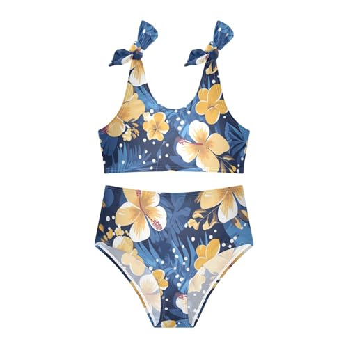 KLL Blue Gold Pois Polka Dots Girl 2 Piece Bikini Sets Quick-Dry Bathing Suit Swimwear Adjustable Strap3