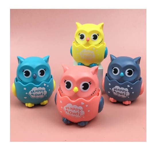 Image of Press Control Glide Toy for Children Press and Go Baby Toddler Toy for Boys Girls Educational Sensory Gliding Toys (Happy Owls)