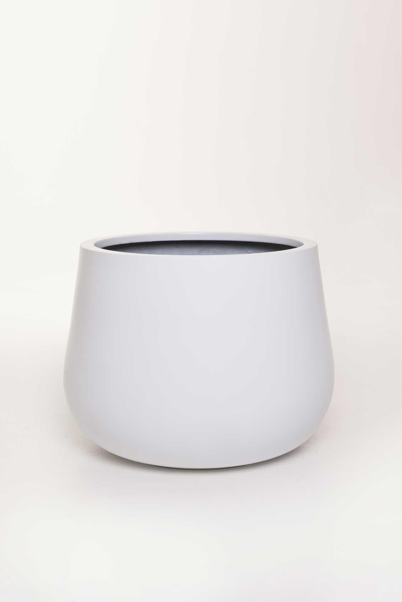 VIVANNO Blumentopf Pflanztopf Fiberglas GIRAR - Weiß Frostsicher 37 cm | Runder Pflanzkübel für Innen und Außen, Wetterfest in Matt Weiß, moderner Übertopf für Terrasse, Balkon und Wohnzimmer