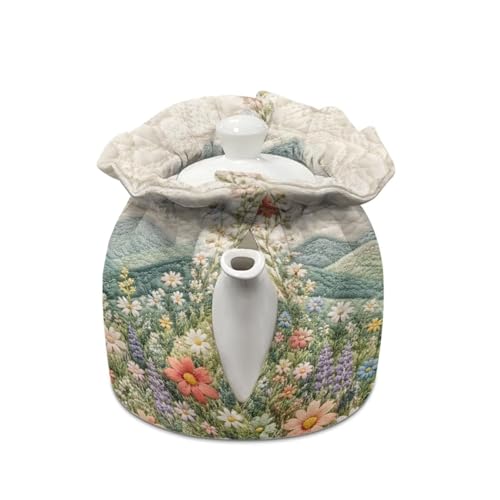 Image of Xoenoiee Bichon Frise Floral Pattern Tea Cozy Tea Pot Cover Insulation Tea Cosy Teapot Dust Cover Teapot Warmer for Home Kitchen Teapot Covers
