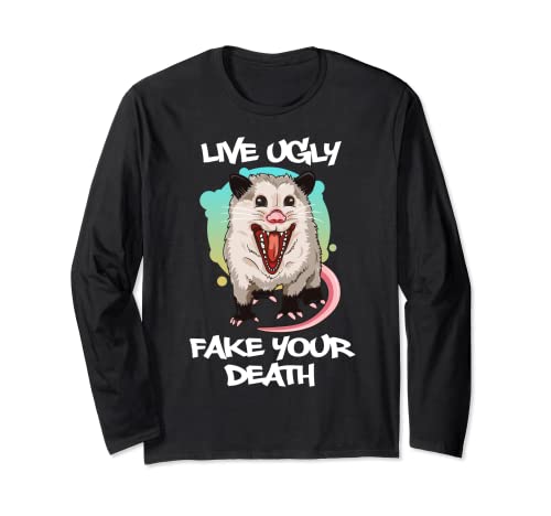 Live Feo Fake Your Death Opossum Shirt Funny Fegly Cat Manga Larga