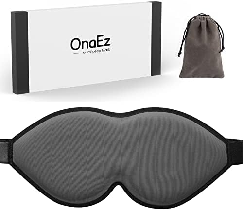 onaEz Sleep Mask, Adaptive Adjustment 3D Contoured Eye Mask for Women Men Light Blocking Sleeping Mask with Adjustable Strap, Soft Silk Eye Cover Blindfold Night Mask for Travel, Nap, Yoga - Grey