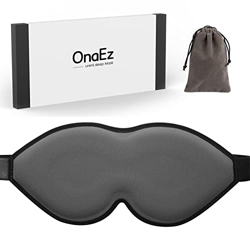 Onaez Sleep Mask, Adaptive Adjustment 3D Contoured Eye Mask For Women Men Light Blocking Sleeping Mask With Adjustable Strap, Soft Silk Eye Cover Blindfold Night Mask For Travel, Nap, Yoga - Grey #TOP2