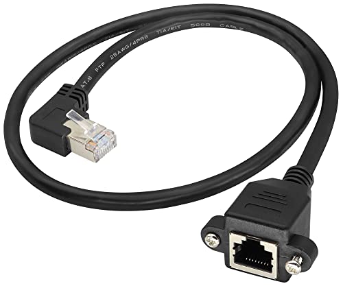 zdyCGTime RJ45 Gigabit Broadband Cat6 High Speed Network Cable Extension Cable RJ45 90° Right Angle Male to Female Connector Ethernet Cable for Routers,Network Printers etc. (Left/0.6M)
