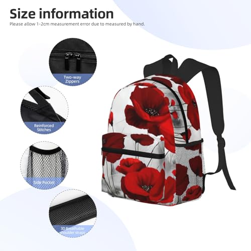 Sac à dos d'école classique rouge pour étudiante universitaire et trajets - 4