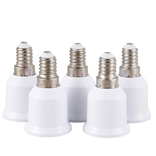WOVELOT 5 pcs Adaptateur de Convertisseur de E14 vers E27 de base d'ampoule LED, blanc