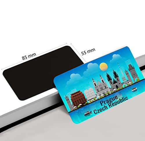 Image of dhcrafts Rectangular Rubber Fridge Magnet /Magnetic Card Blue Czech Republic Prague Design Pack of 1 (8.6cm x 5.4cm)