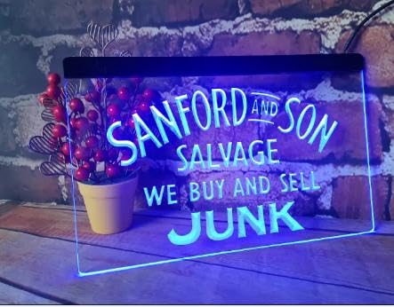 Sanford And Son Buy Sell Junk Neon Sign LED Wall Light Wall Decor Light Up Neon Sign Bedroom Bar Party Christmas Wedding (40x30cm, blue)