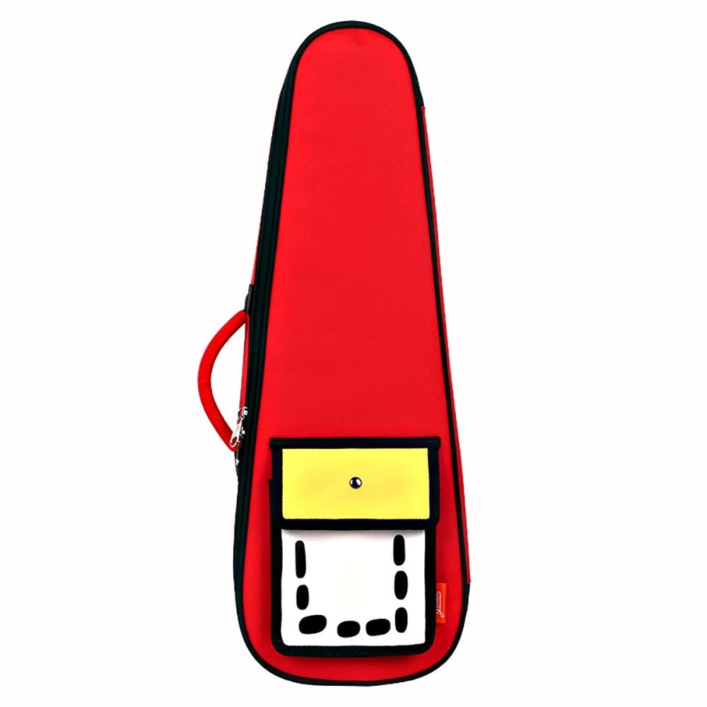 Sac à dos pour ukulélé 12 mm d'épaisseur en tissu Oxford rembourré pour ukulélé de concert 23/24 pouces Sac de concert pour guitare à 4 cordes (rouge)