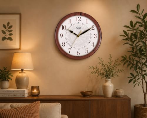 Image of Ajanta Quartz Plastic Real Silent Sweep Movement Designer Analog Wall Clock (341X51X341Mm) (Mahogany)