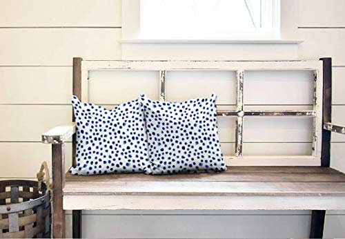 Decorative Pillows Case Set Of 2 Throw Pillows Covers For Couch/Bed 18 X 18 Inch,Navy Paint Blue Watercolor Polka Dot Watercolour Brushstroke Sofa Cushion Cover Pillowcase Bed Car Living Home #TOP3