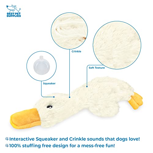 Best-Pet-Supplies-Crinkle-Dog-Toy-for-Small-Medium-and-Large-Breeds-Cute-No-Stuffing-Duck-with-Soft-Squeaker-Fun-for-Indoor-Puppies-and-Senior-Pups-Plush-No-Mess-Chew-and-Play-White