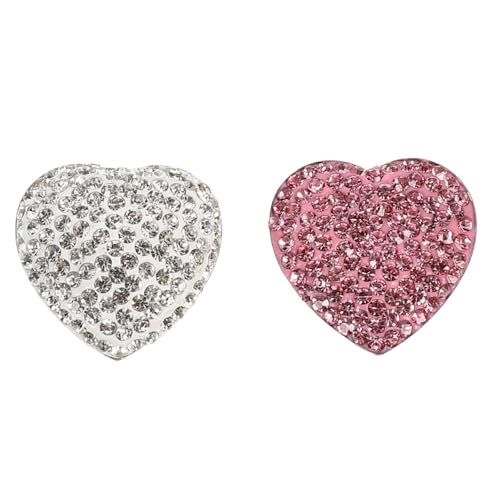 Uonlytech 2PCS Crystal Fridge Magnets Bling Bling Heart Shape Refrigerator Magnet Stainless Steel Magnet Decal For Kitchen Office School Home