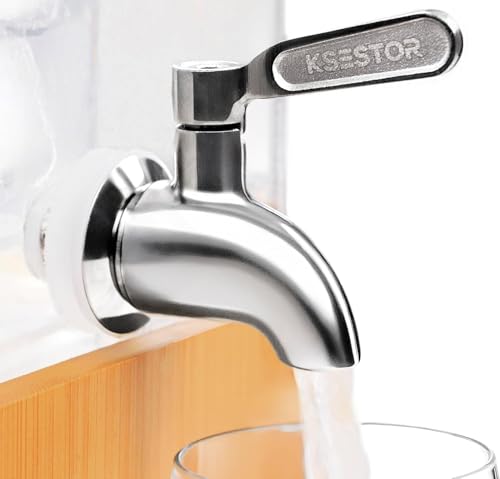 Stainless Steel Spigot for Beverage Dispenser – Leak-Proof Replacement Spigot with 2 Filters – Drink Dispenser Spigot Replacement