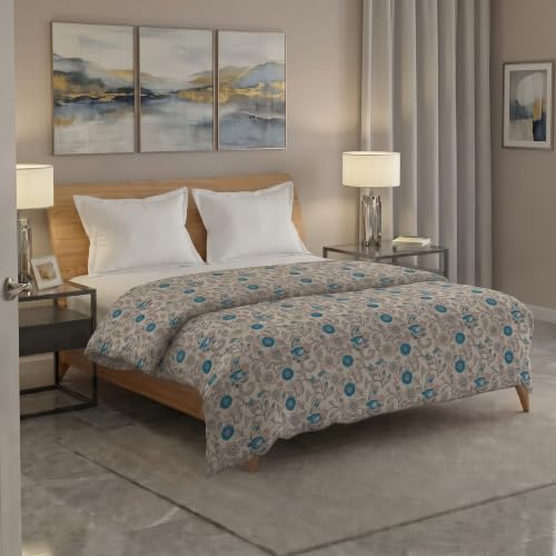Image of Trance Home Linen 100% Cotton Printed Zippered ONLY Duvet Cover /Blanket Cover /Quilt Cover | Comforter Cover /Razai Cover | King Size with (102 x 110 Inch | Kalamkari Teal)
