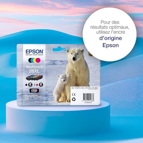 Epson 26 Polar Bear Photo Black Genuine, Claria Premium Ink Cartridge, Standard Capacity