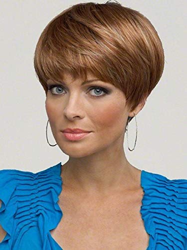 Miniatura 6 de JoAnne peluca  Envy Pelucas 5.75 pulgadas corto Breezy Pixie corte Wispy Full Fringe sintético Monofilamento parte superior Flequillos capas natural