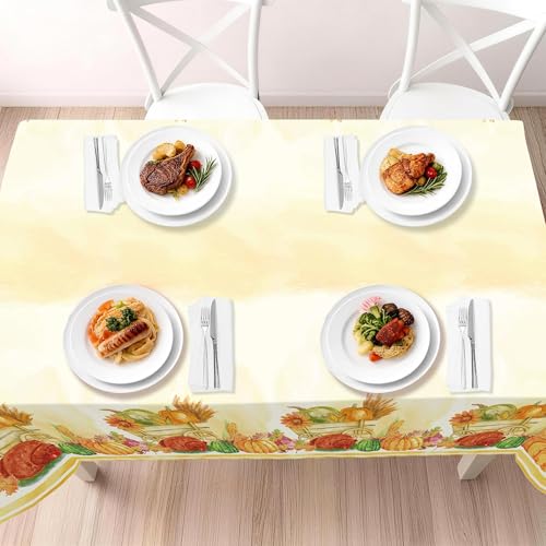 Image of Childom 3 Pack Thanksgiving Tablecloths,Thanksgiving Decorations 54x108 Inch Plastic Table Cloth Rectangle Table,Disposable Tablecloths for Home,Picnic,Birthday,Outdoor,Friendsgiving Party Decorations