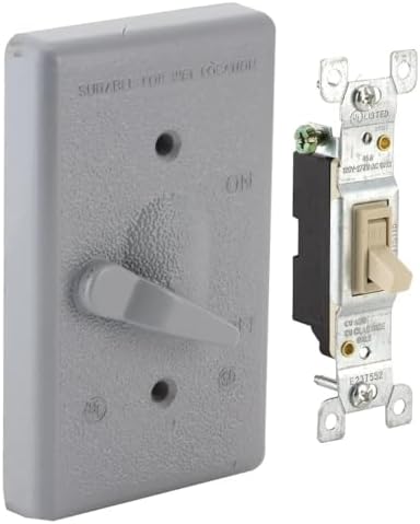 Hubbell 5121-0 Toggle Single Pole 125V, 15A Switch, 1-Gang, Gray image 2