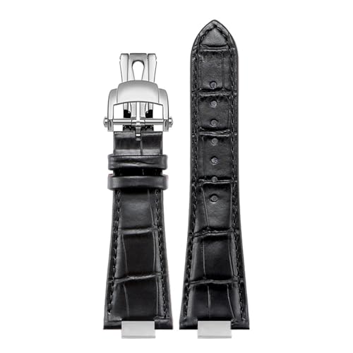Bracelet de montre en cuir noir compatible Patek Nautilus 5980 5711